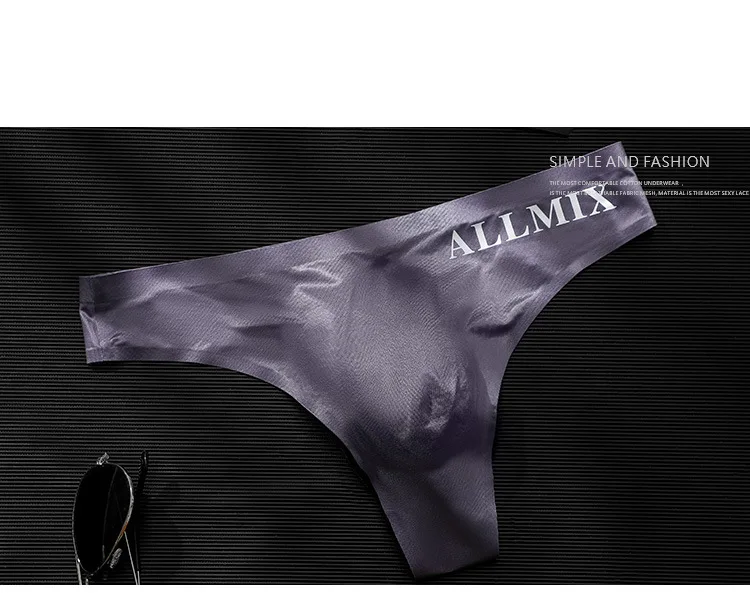 Sexy Transparent Underwear Men Thongs Sports Fitness Letter Thin Hip Sissy Panties G-Strings Ice Silk Low Waist Seamless Thongs
