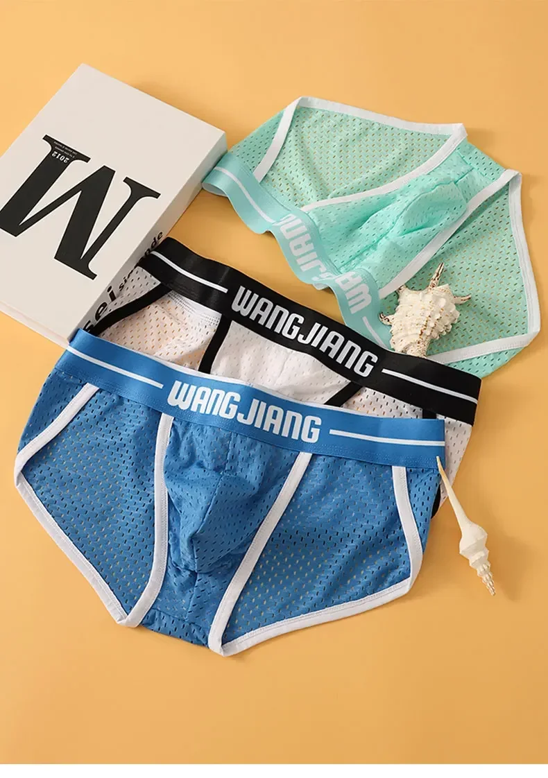 Men'S Soft Briefs Underpants Mesh Underwear Breathable Boxer Panties Tanga Hombre