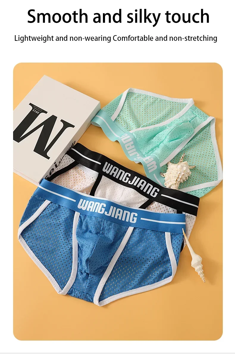 Men'S Soft Briefs Underpants Mesh Underwear Breathable Boxer Panties Tanga Hombre