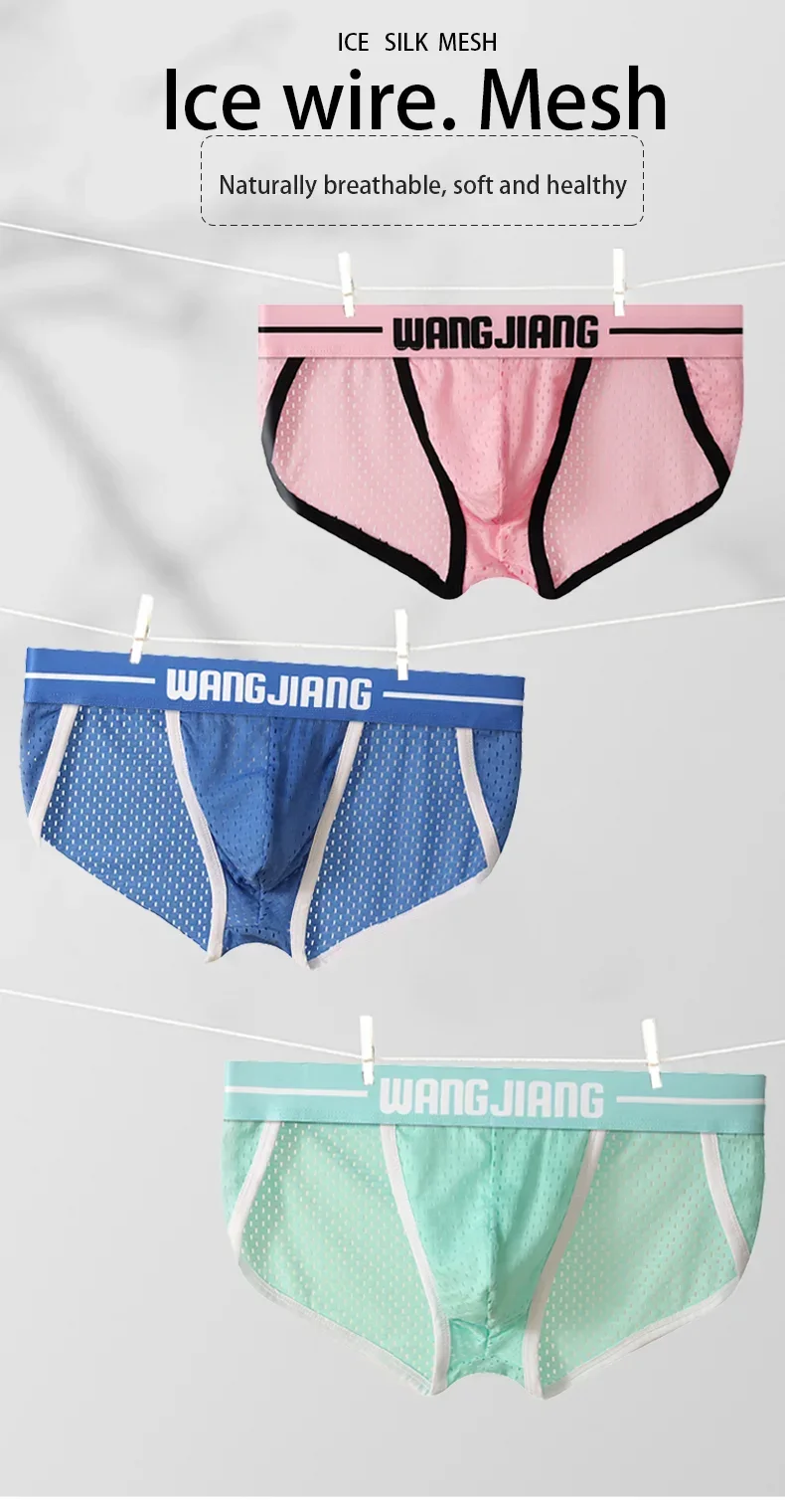 Men'S Soft Briefs Underpants Mesh Underwear Breathable Boxer Panties Tanga Hombre
