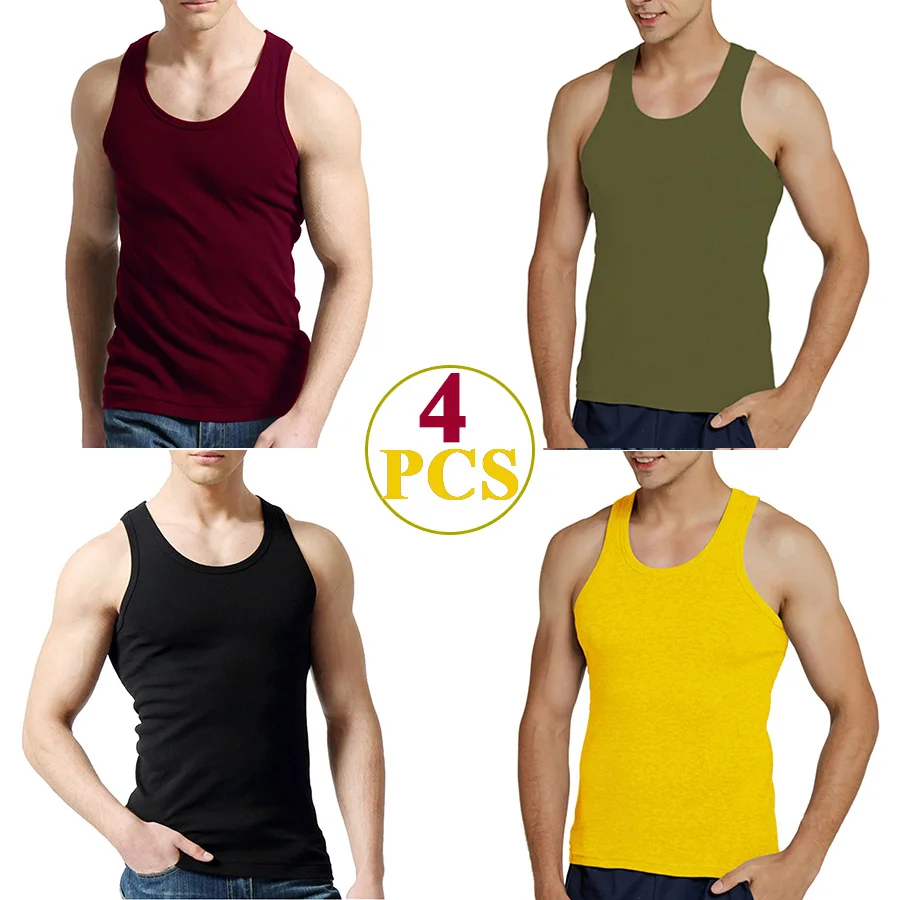 Tank Tops Men 100% Cotton Solid Vest Male Breathable Sleeveless Tops Slim Casual Gym Running Comfortable Undershirt Mens Gift