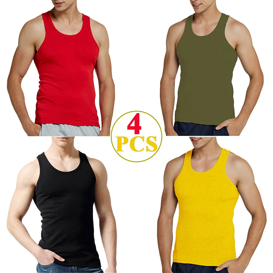 Tank Tops Men 100% Cotton Solid Vest Male Breathable Sleeveless Tops Slim Casual Gym Running Comfortable Undershirt Mens Gift