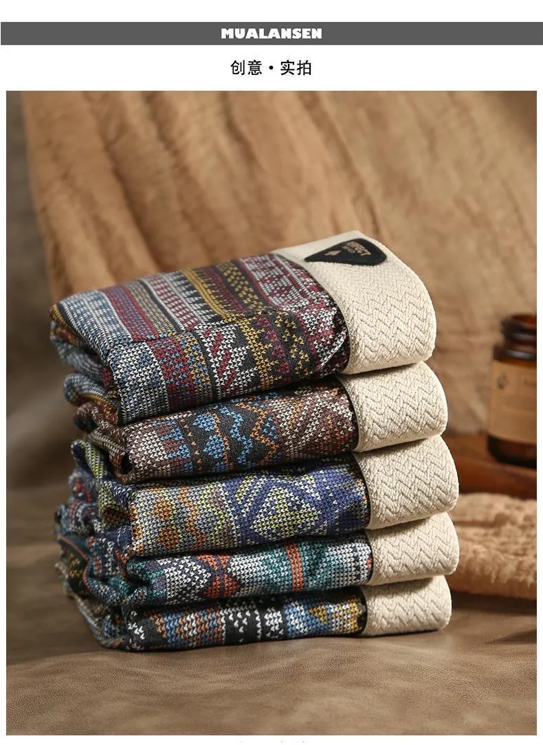 retro printed ethnic style underwear man Comfortable breathable antibacterial Underpants personalized printed boxer shorts men