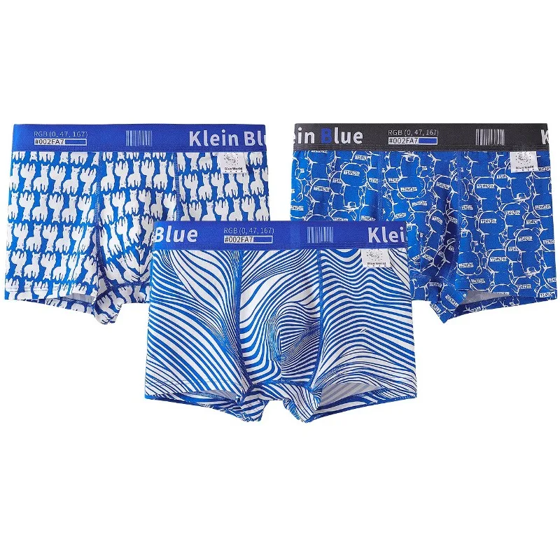 Blue Cotton Underwear Men's U Pouch Boxers Shorts Fashion Swimming Trunks Breathable Swimsuit Teenage Panties Briefs Wholesale