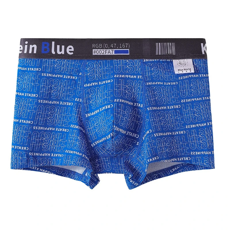 Blue Cotton Underwear Men's U Pouch Boxers Shorts Fashion Swimming Trunks Breathable Swimsuit Teenage Panties Briefs Wholesale