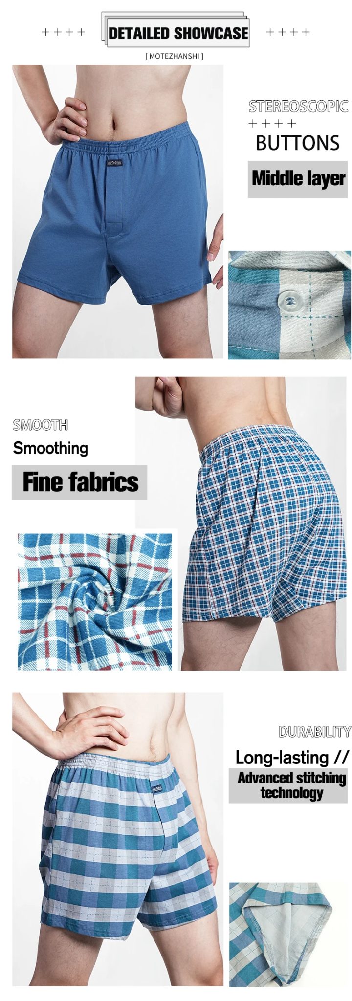 2024 Men's 100% Cotton Boxer Shorts Foreskin Underwear High Waist Big Underpants Casual Plaid Plus Size Aro Alo Allo Pants M-3XL