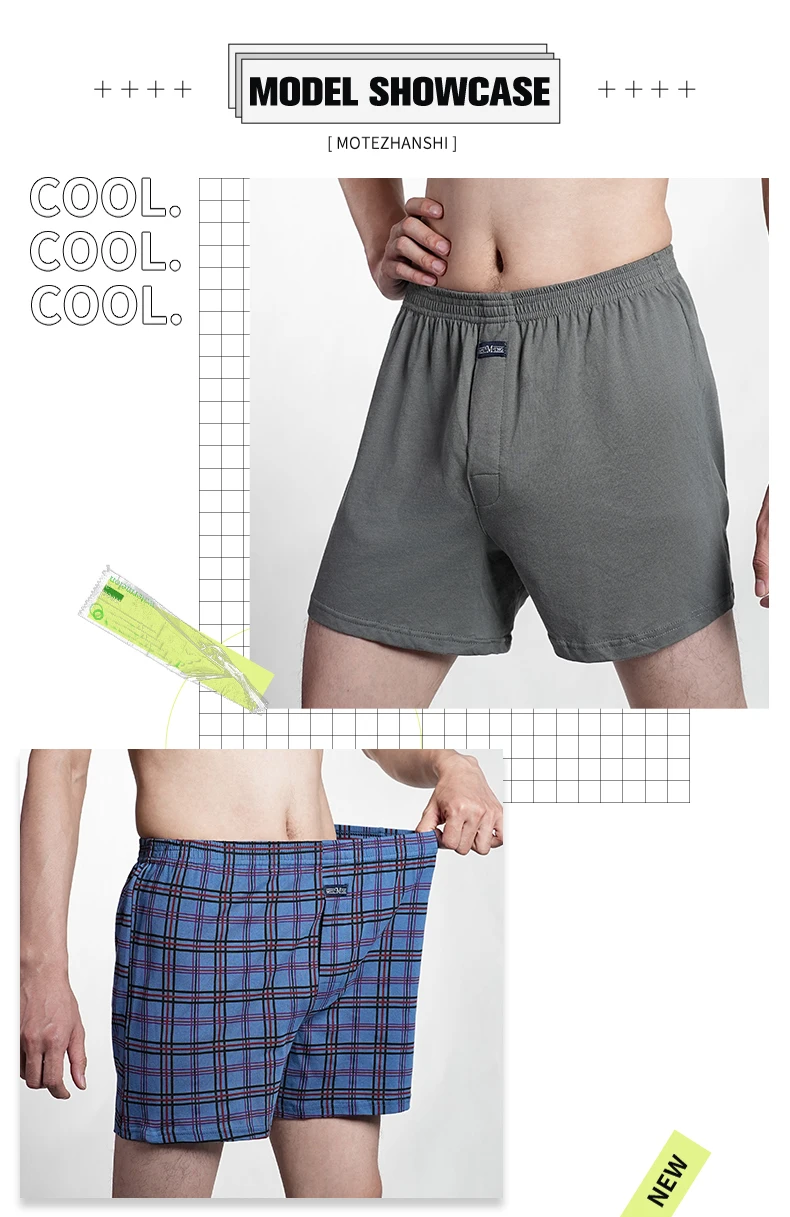 2024 Men's 100% Cotton Boxer Shorts Foreskin Underwear High Waist Big Underpants Casual Plaid Plus Size Aro Alo Allo Pants M-3XL