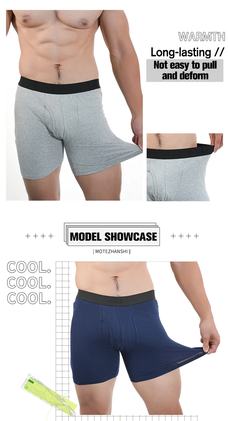 Man Mid-Long Boxer Shorts Sport Underwear Cotton Underpants Sexy Boxershorts Breathable Panties Large Boxers Hombre Men's Gifts
