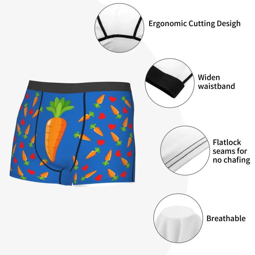 Custom Carrot With Hearts Underwear Men Printed Personalized Custom Boxer Briefs Shorts Panties Breathable Underpants