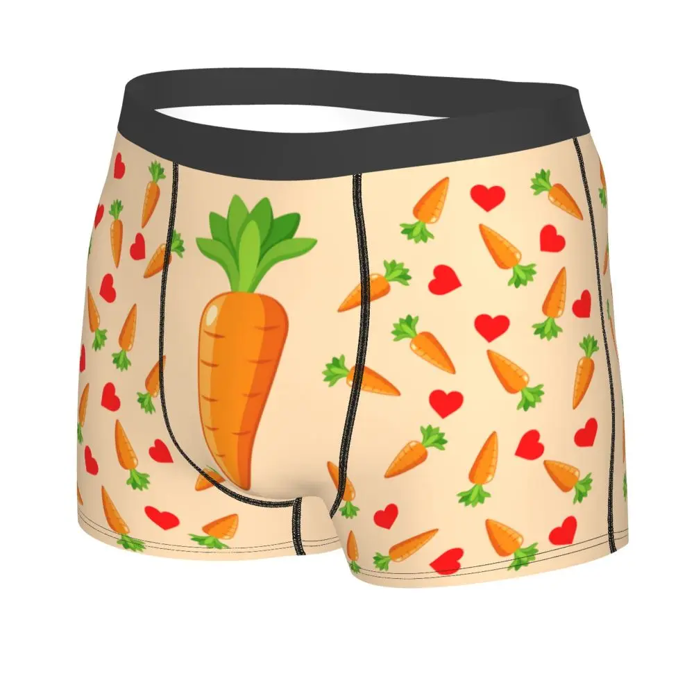 Custom Carrot With Hearts Underwear Men Printed Personalized Custom Boxer Briefs Shorts Panties Breathable Underpants