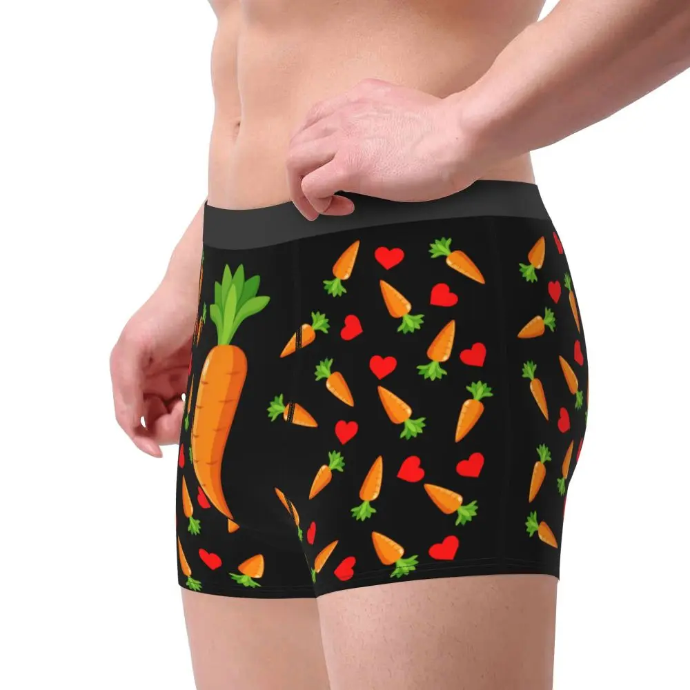 Custom Carrot With Hearts Underwear Men Printed Personalized Custom Boxer Briefs Shorts Panties Breathable Underpants