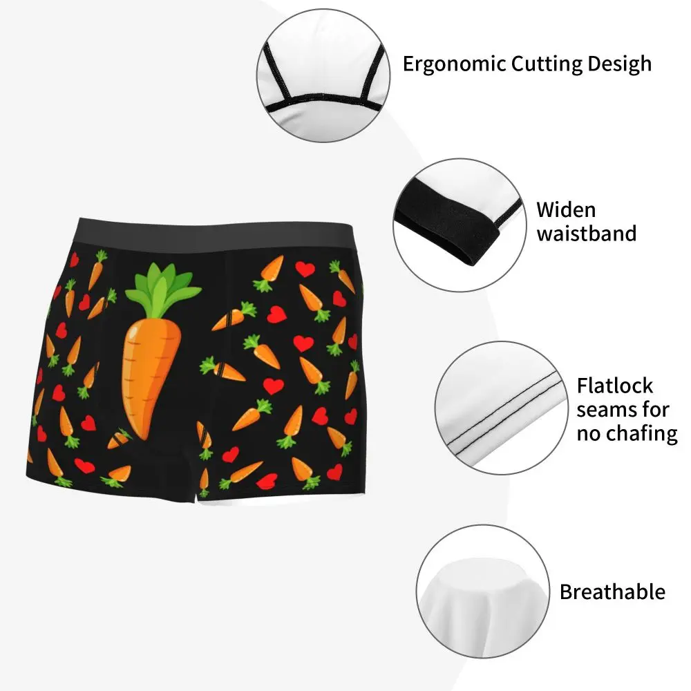 Custom Carrot With Hearts Underwear Men Printed Personalized Custom Boxer Briefs Shorts Panties Breathable Underpants