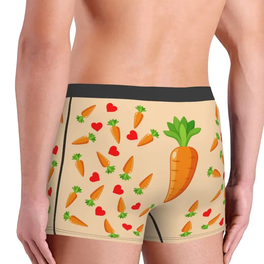 Custom Carrot With Hearts Underwear Men Printed Personalized Custom Boxer Briefs Shorts Panties Breathable Underpants