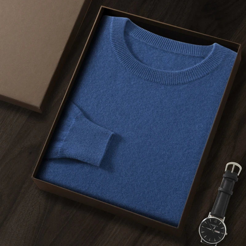 ZOCEPT High Quality Thermal Sweater Male Clothes Autumn Winter Plain Sweaters O-Neck Casual 100 Cashmere Knit Pullover for Men