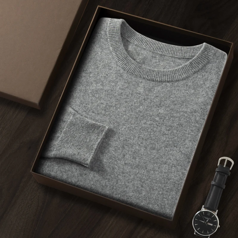 ZOCEPT High Quality Thermal Sweater Male Clothes Autumn Winter Plain Sweaters O-Neck Casual 100 Cashmere Knit Pullover for Men