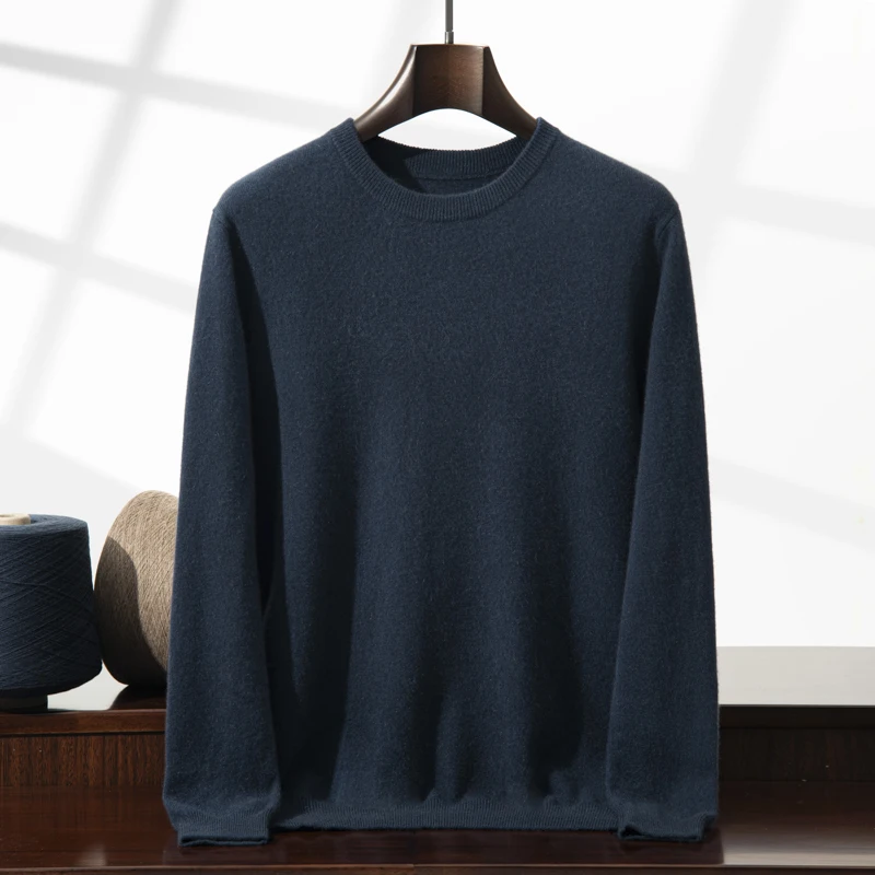ZOCEPT High Quality Thermal Sweater Male Clothes Autumn Winter Plain Sweaters O-Neck Casual 100 Cashmere Knit Pullover for Men