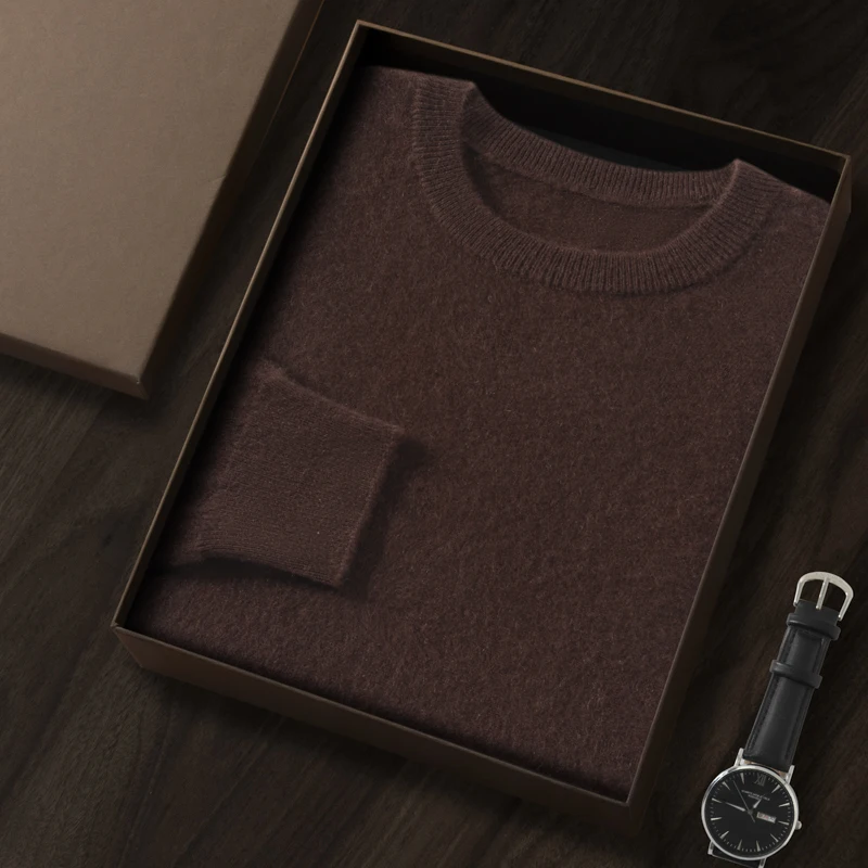 ZOCEPT High Quality Thermal Sweater Male Clothes Autumn Winter Plain Sweaters O-Neck Casual 100 Cashmere Knit Pullover for Men