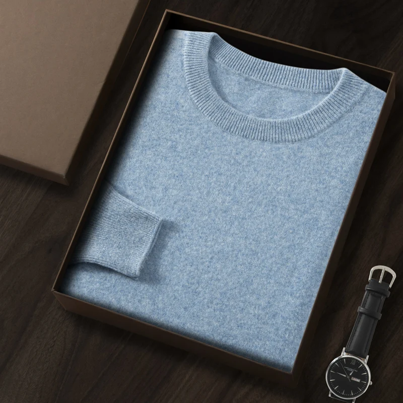 ZOCEPT High Quality Thermal Sweater Male Clothes Autumn Winter Plain Sweaters O-Neck Casual 100 Cashmere Knit Pullover for Men