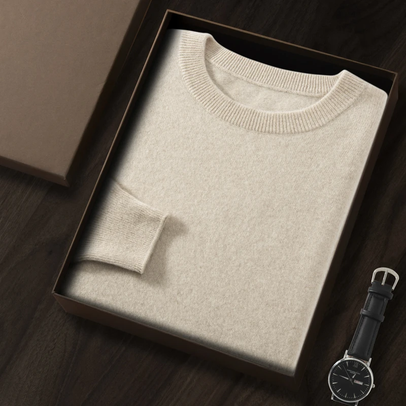 ZOCEPT High Quality Thermal Sweater Male Clothes Autumn Winter Plain Sweaters O-Neck Casual 100 Cashmere Knit Pullover for Men