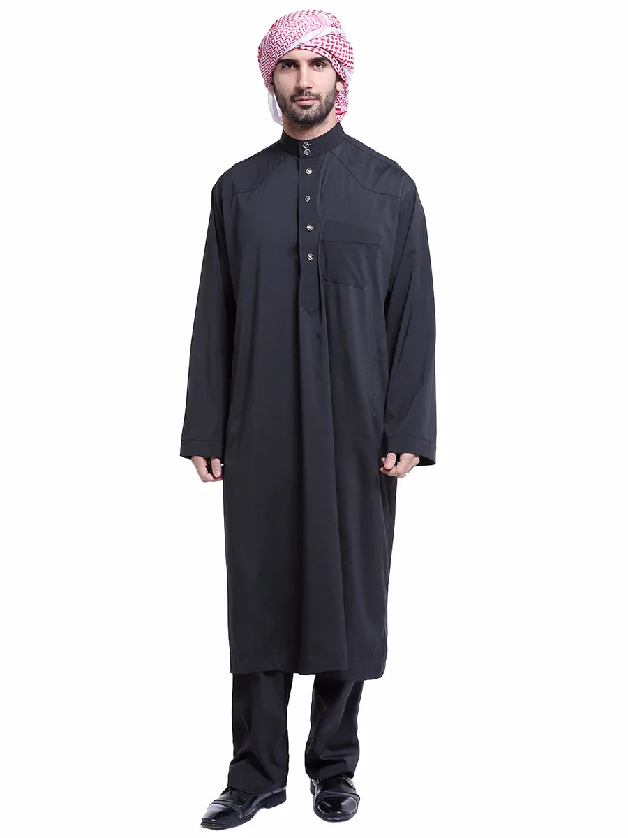 Dubai Arab Islam Muslim Men Jubba Thobe Clothing Sets Long Robe 2 Piece Set Tops and Pants Saudi Musulman Ensembles Wear Sets