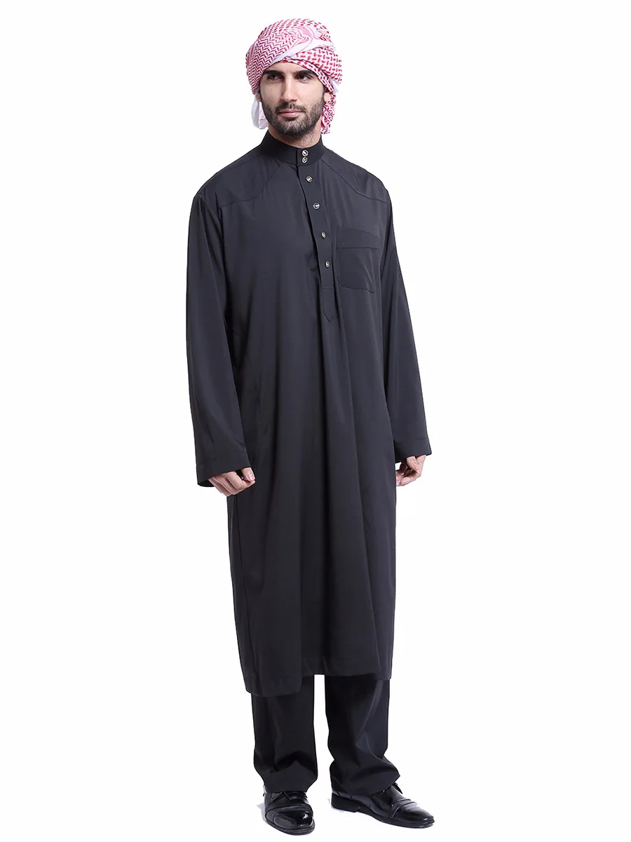 Dubai Arab Islam Muslim Men Jubba Thobe Clothing Sets Long Robe 2 Piece Set Tops and Pants Saudi Musulman Ensembles Wear Sets