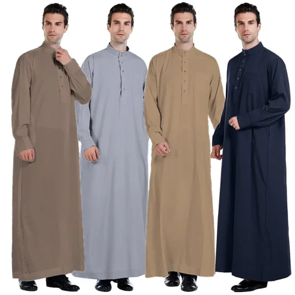 Ramadan Eid Djellaba Men Muslim Dress Jubba Thobe Saudi Arabic Long Robe Turkey Kaftan Dubai Abaya Dress Daffah Dishdasha Thoub