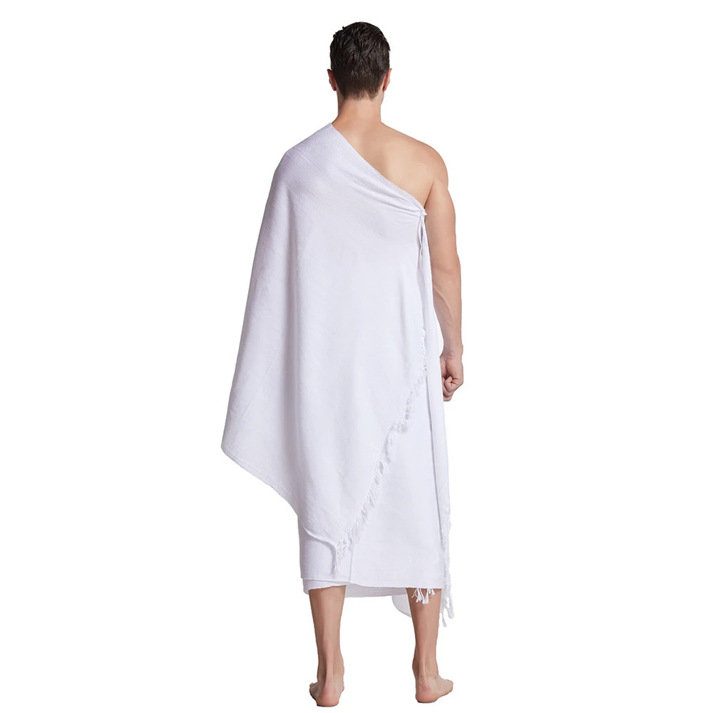 2 Pieces Ihram Pilgrimage Towel for Muslim Arab Mecca Hajj Clothes Men Islamic Ramadan Prayer Worship Costumes Shawl Jubba Thobe