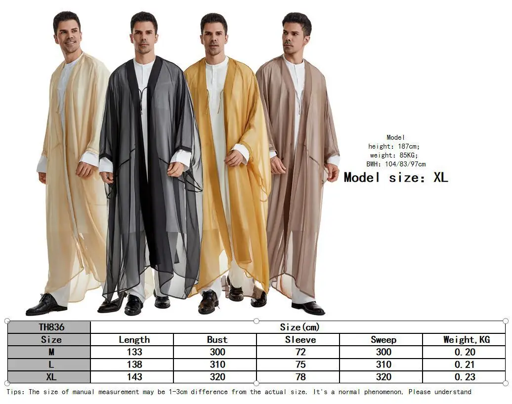 Ramadan Eid Abayas Prayer Kaftan Men Muslim Kimono Open Abaya Turkey Arabic Dishdasha Islam Djellaba Robe Morocco Jubba Thobe