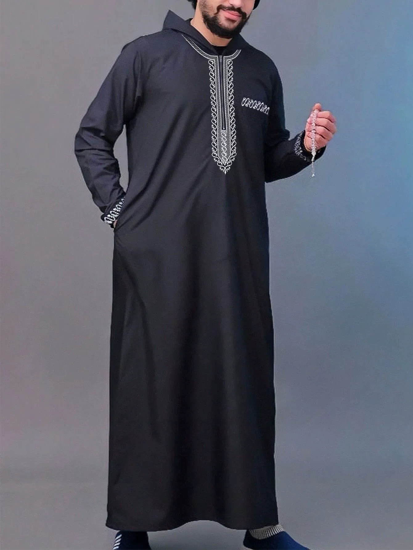 Islam Kaftan Muslim Men Clothing Moroccan Caftan Hand Embroidered Loose and Breathable Djellaba Abaya Thobe for Male Summer 2025
