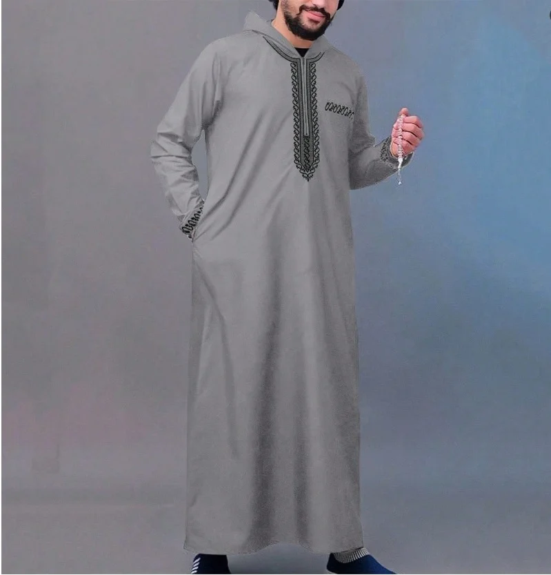 Islam Kaftan Muslim Men Clothing Moroccan Caftan Hand Embroidered Loose and Breathable Djellaba Abaya Thobe for Male Summer 2025