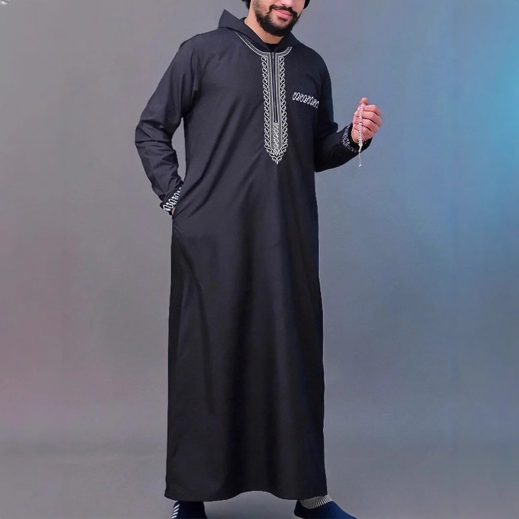 Islam Kaftan Muslim Men Clothing Moroccan Caftan Hand Embroidered Loose and Breathable Djellaba Abaya Thobe for Male Summer 2025