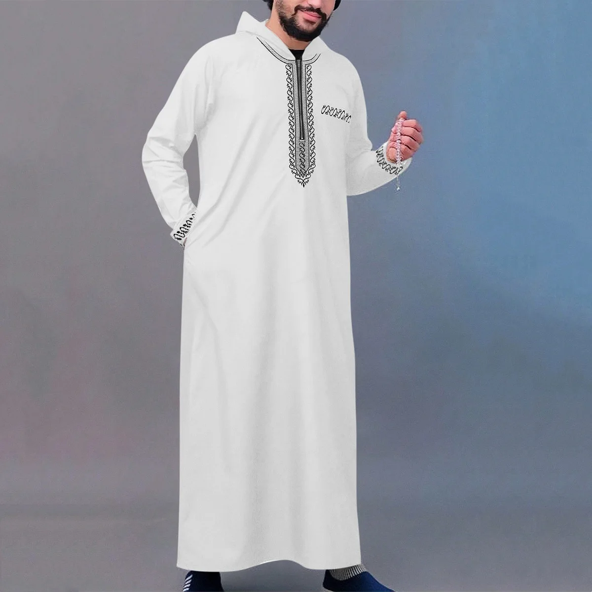 Islam Kaftan Muslim Men Clothing Moroccan Caftan Hand Embroidered Loose and Breathable Djellaba Abaya Thobe for Male Summer 2025