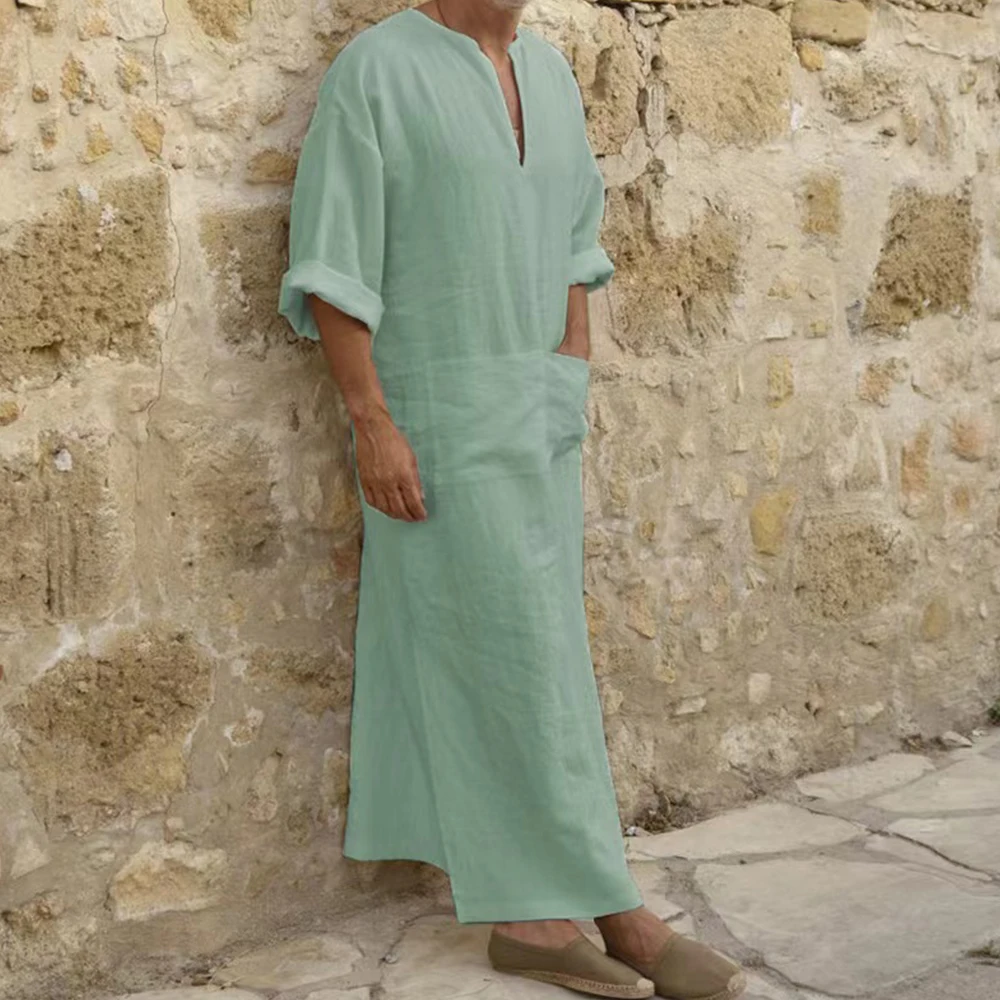 Short Sleeve Solid Color Men Muslim Islamic Kaftan Robe Jubba Thobe Kaftan Muslim Robe Casual Dubai Saudi Arabia Abaya Robes 5XL