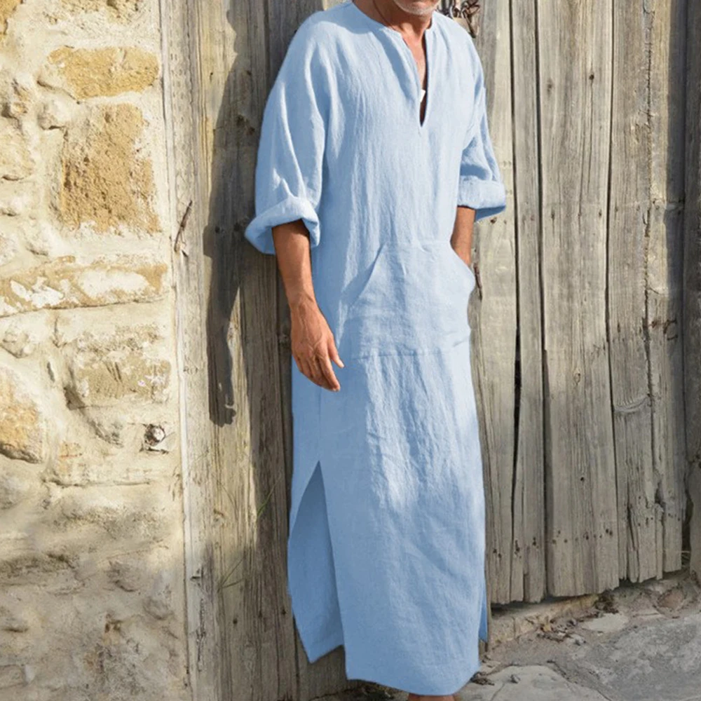 Short Sleeve Solid Color Men Muslim Islamic Kaftan Robe Jubba Thobe Kaftan Muslim Robe Casual Dubai Saudi Arabia Abaya Robes 5XL