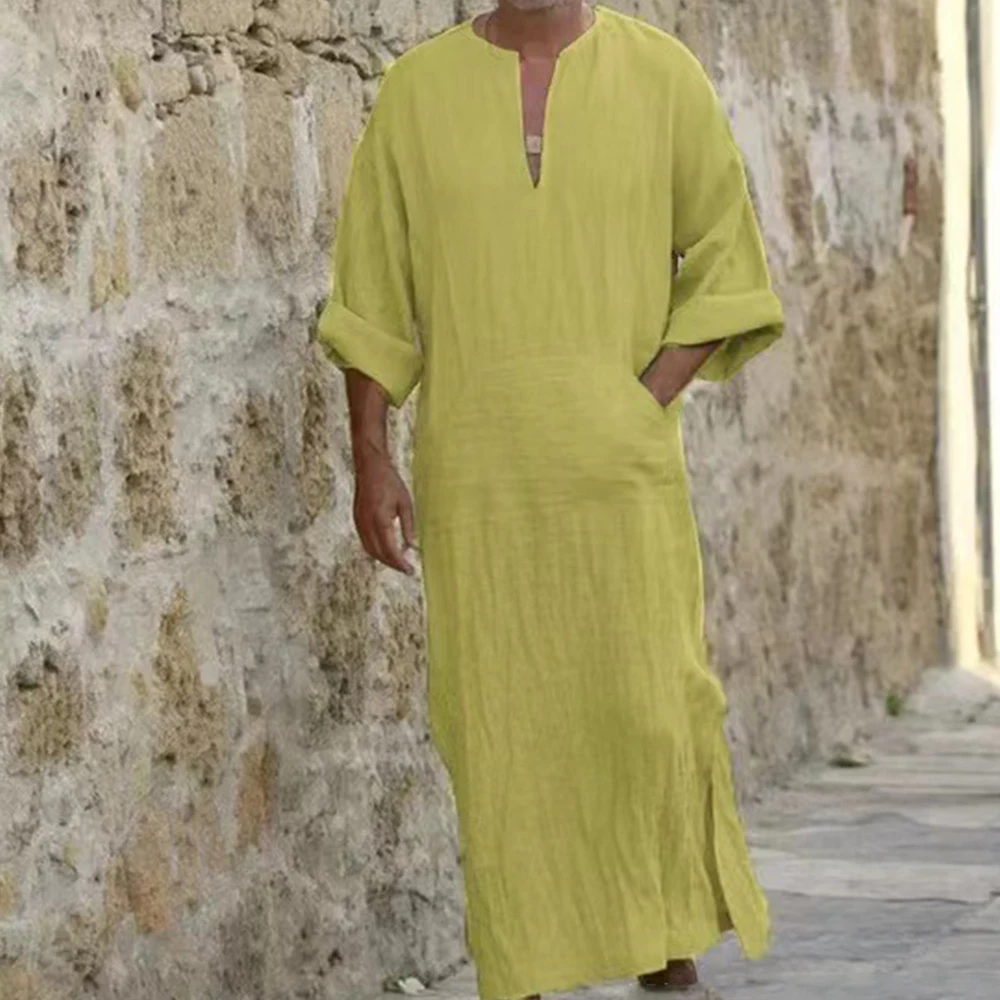 Short Sleeve Solid Color Men Muslim Islamic Kaftan Robe Jubba Thobe Kaftan Muslim Robe Casual Dubai Saudi Arabia Abaya Robes 5XL