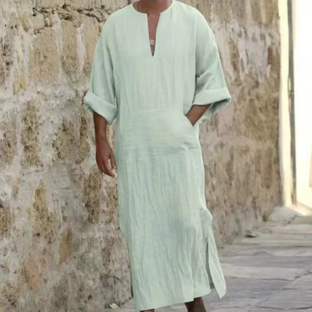 Short Sleeve Solid Color Men Muslim Islamic Kaftan Robe Jubba Thobe Kaftan Muslim Robe Casual Dubai Saudi Arabia Abaya Robes 5XL