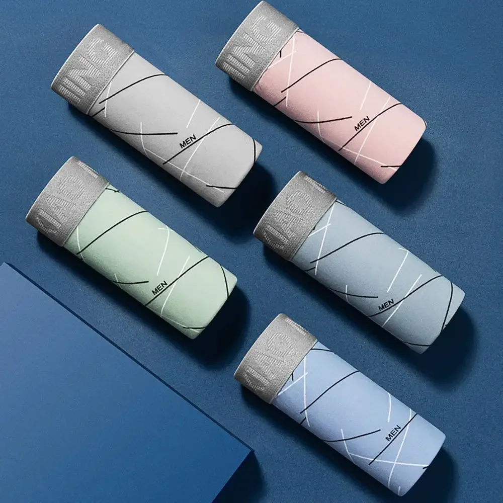 Thin Breathable Cotton Crotch Line Middle Waist Milk Silk Boxers Letter Underwear Men Panties Shorts Шорты Мужские