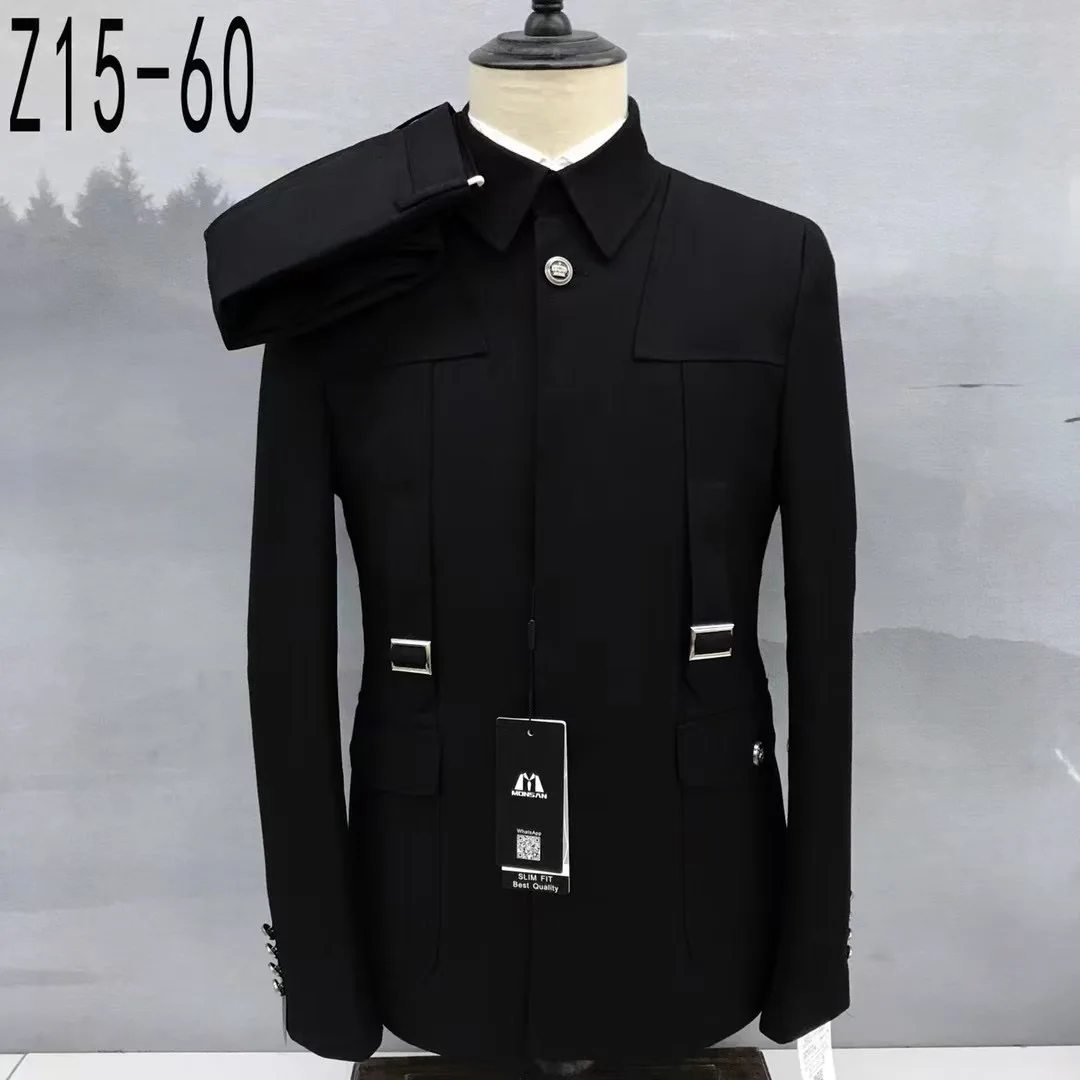 Fashion Men Slim Fit Suit Sets Wedding Banquet Groomsman Elegant Blazer Pants Two Pieces Evening Dinner Male Formal Tuxedos