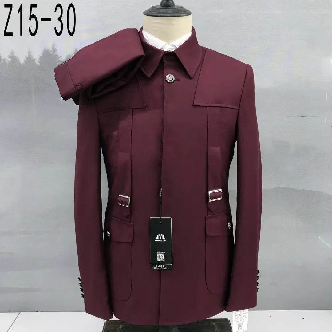 Fashion Men Slim Fit Suit Sets Wedding Banquet Groomsman Elegant Blazer Pants Two Pieces Evening Dinner Male Formal Tuxedos