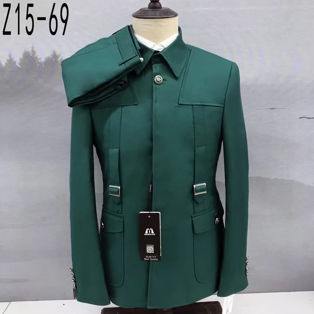 Fashion Men Slim Fit Suit Sets Wedding Banquet Groomsman Elegant Blazer Pants Two Pieces Evening Dinner Male Formal Tuxedos