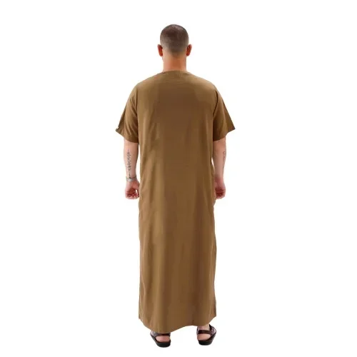 LIBIELIY Europe And The United States Men Large Size Arab Ethnic Robe Long Short Sleeve Middle East Islamic Dubai Simple Casual