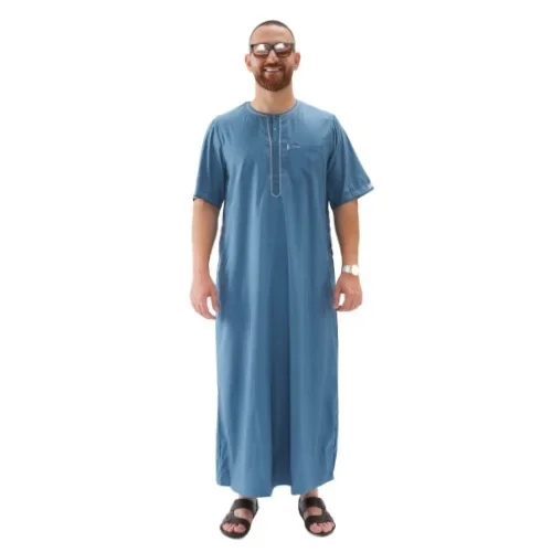 LIBIELIY Europe And The United States Men Large Size Arab Ethnic Robe Long Short Sleeve Middle East Islamic Dubai Simple Casual