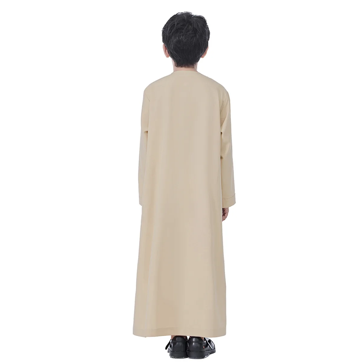 2025 Muslim Kids Boys Jubba Thobe Solid Button Abaya Arabic Islamic Middle Eastern Teen Long Sleeve Robe Ramadan Daffah Clothing