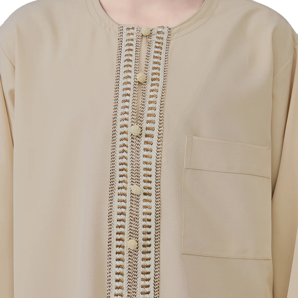 2025 Muslim Kids Boys Jubba Thobe Solid Button Abaya Arabic Islamic Middle Eastern Teen Long Sleeve Robe Ramadan Daffah Clothing