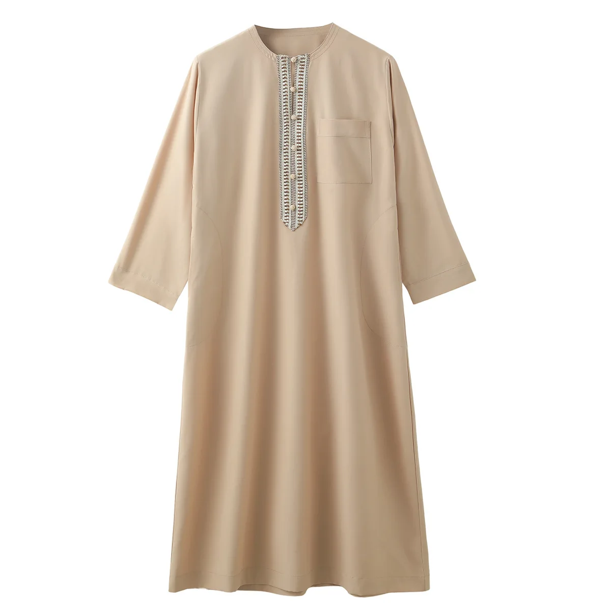 2025 Muslim Kids Boys Jubba Thobe Solid Button Abaya Arabic Islamic Middle Eastern Teen Long Sleeve Robe Ramadan Daffah Clothing