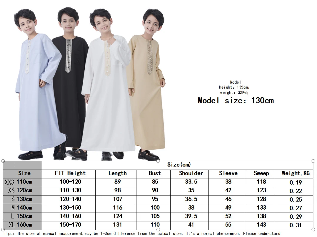 2025 Muslim Kids Boys Jubba Thobe Solid Button Abaya Arabic Islamic Middle Eastern Teen Long Sleeve Robe Ramadan Daffah Clothing