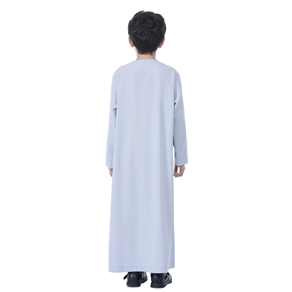 2025 Muslim Kids Boys Jubba Thobe Solid Button Abaya Arabic Islamic Middle Eastern Teen Long Sleeve Robe Ramadan Daffah Clothing