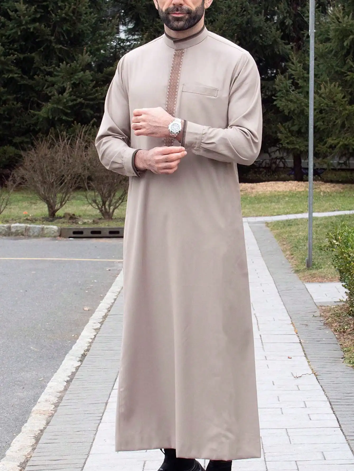 Muslim Robes Islamic Men Clothes Arabic Embroidered Dress Jubba Thobe Indian Men's Wedding Gentleman Thobe Kaftan Ropa Costumes