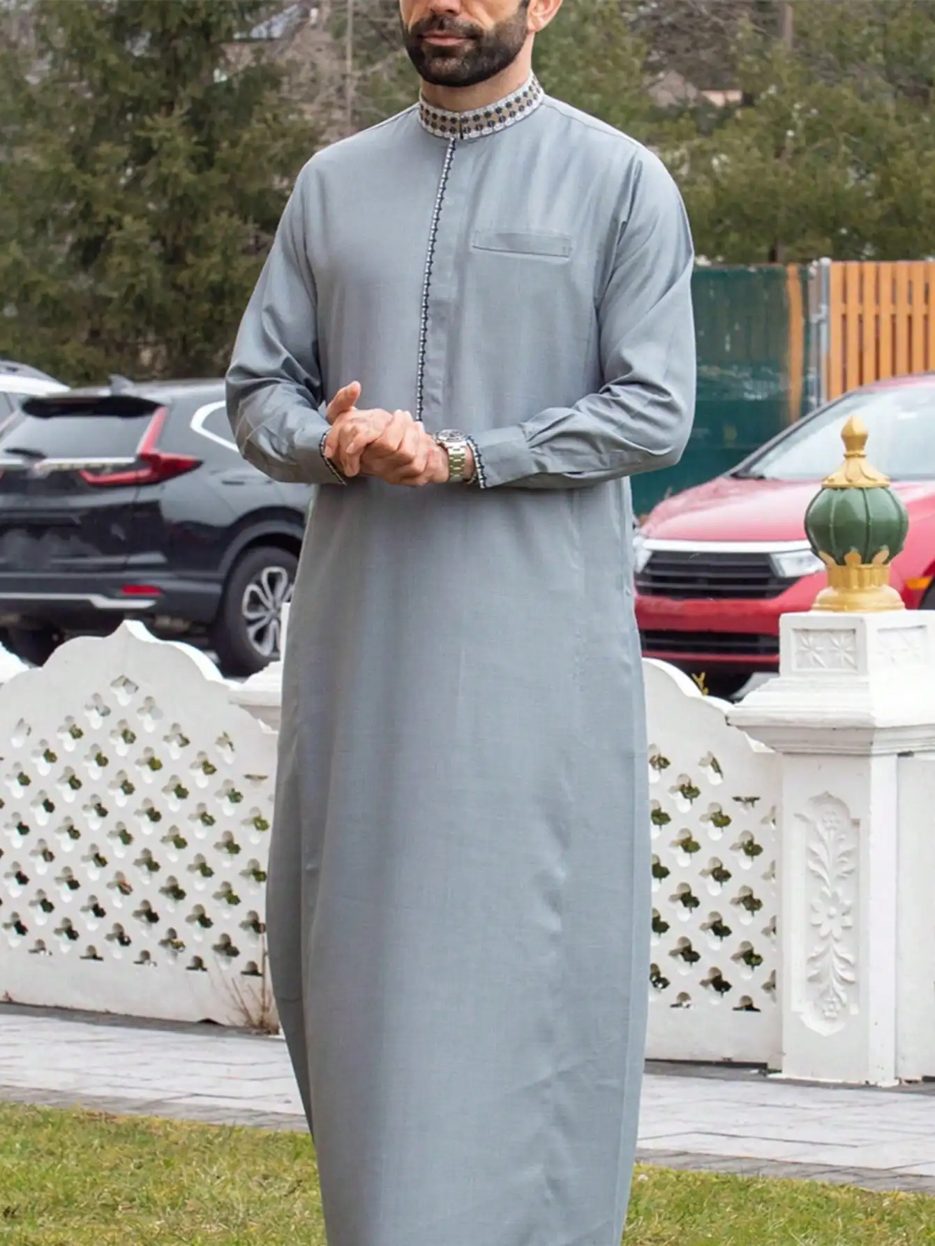 Muslim Robes Islamic Men Clothes Arabic Embroidered Dress Jubba Thobe Indian Men's Wedding Gentleman Thobe Kaftan Ropa Costumes