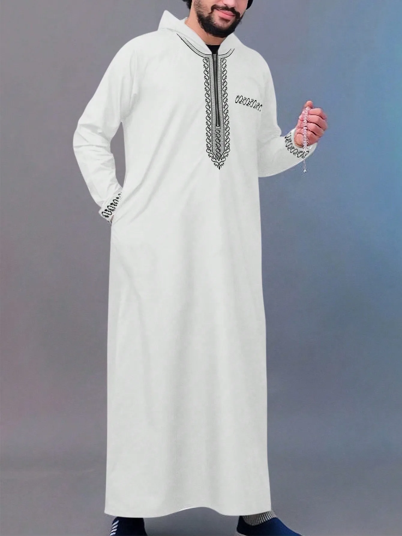 Muslim Robes Islamic Men Clothes Arabic Embroidered Dress Jubba Thobe Indian Men's Wedding Gentleman Thobe Kaftan Ropa Costumes